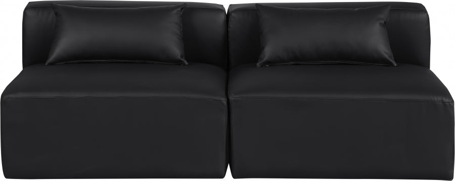 Cube Faux Leather Sofa Black - 668Black-S72A - Vega Furniture