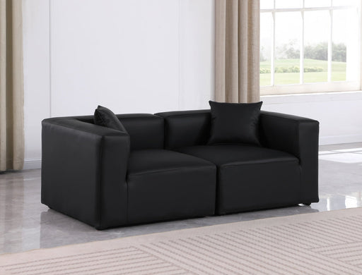 Cube Faux Leather Sofa Black - 668Black-S72B - Vega Furniture