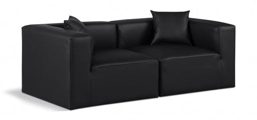 Cube Faux Leather Sofa Black - 668Black-S72B - Vega Furniture