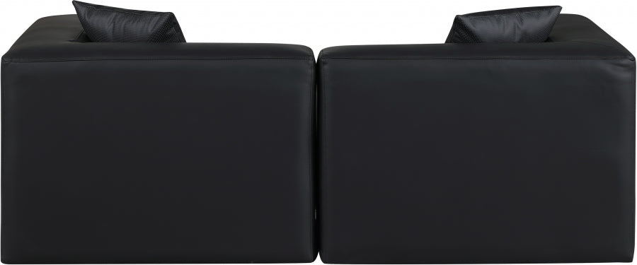 Cube Faux Leather Sofa Black - 668Black-S72B - Vega Furniture