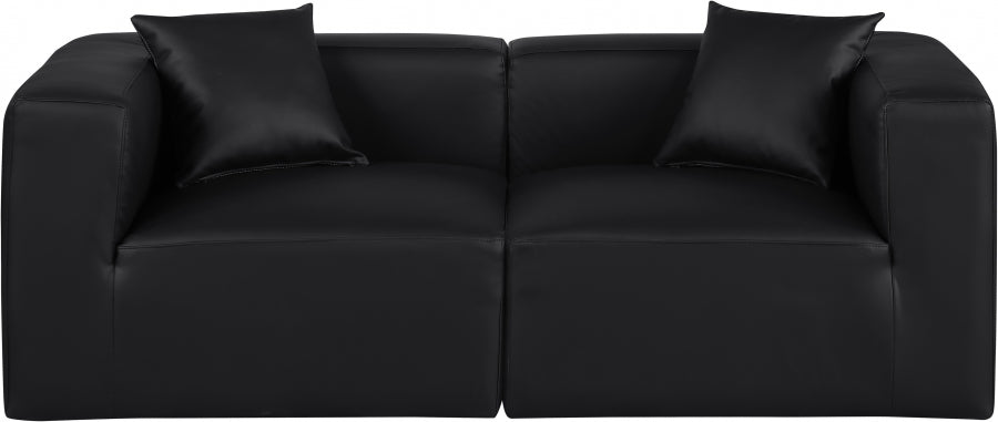 Cube Faux Leather Sofa Black - 668Black-S72B - Vega Furniture