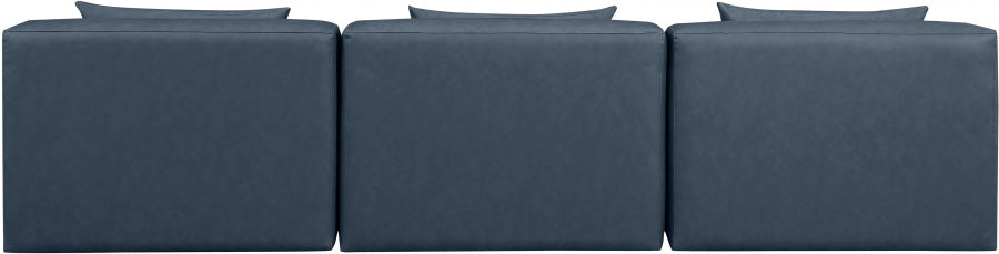 Cube Faux Leather Sofa Blue - 668Navy-S108A - Vega Furniture