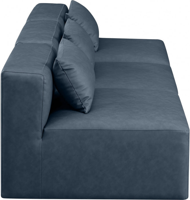 Cube Faux Leather Sofa Blue - 668Navy-S108A - Vega Furniture