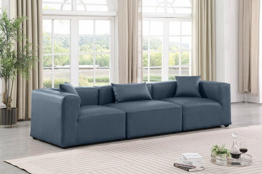 Cube Faux Leather Sofa Blue - 668Navy-S108B - Vega Furniture