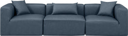 Cube Faux Leather Sofa Blue - 668Navy-S108B - Vega Furniture