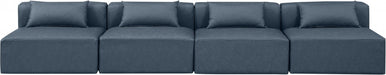 Cube Faux Leather Sofa Blue - 668Navy-S144A - Vega Furniture