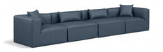 Cube Faux Leather Sofa Blue - 668Navy-S144B - Vega Furniture