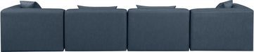 Cube Faux Leather Sofa Blue - 668Navy-S144B - Vega Furniture