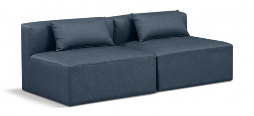 Cube Faux Leather Sofa Blue - 668Navy-S72A - Vega Furniture