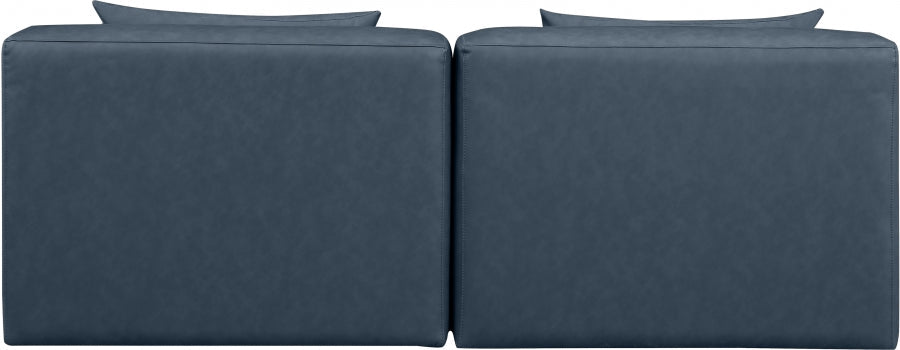 Cube Faux Leather Sofa Blue - 668Navy-S72A - Vega Furniture