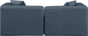 Cube Faux Leather Sofa Blue - 668Navy-S72B - Vega Furniture