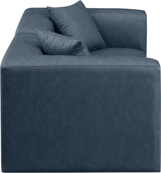 Cube Faux Leather Sofa Blue - 668Navy-S72B - Vega Furniture