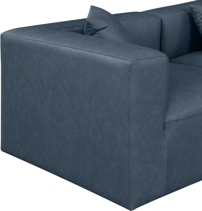 Cube Faux Leather Sofa Blue - 668Navy-S72B - Vega Furniture