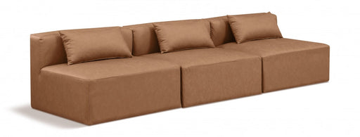 Cube Faux Leather Sofa Brown - 668Brown-S108A - Vega Furniture