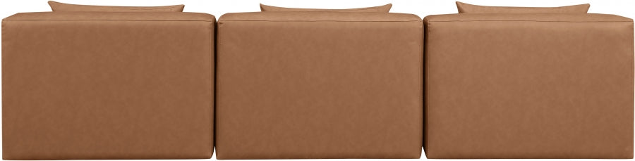 Cube Faux Leather Sofa Brown - 668Brown-S108A - Vega Furniture