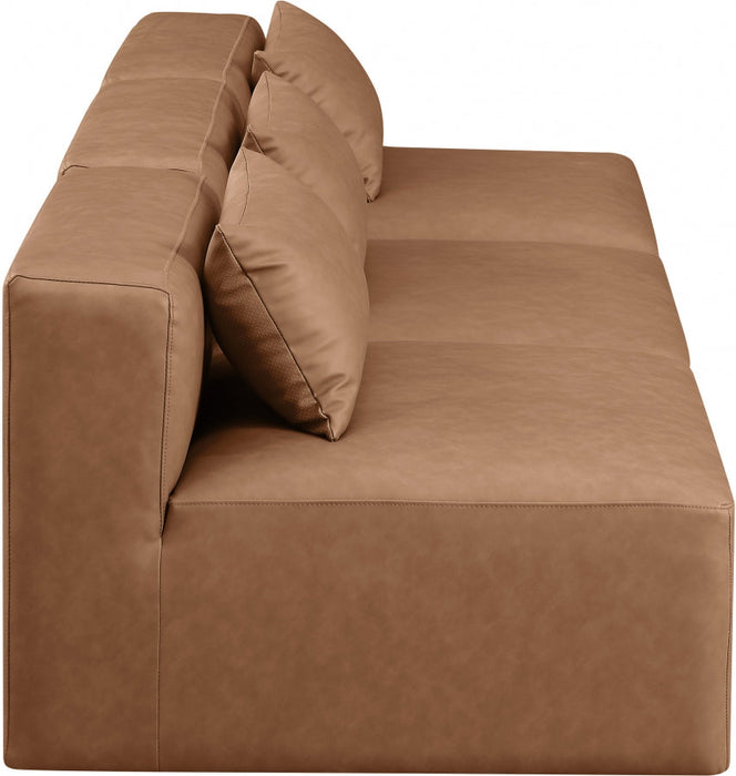 Cube Faux Leather Sofa Brown - 668Brown-S108A - Vega Furniture