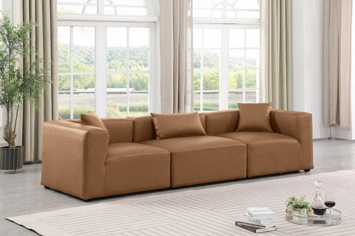 Cube Faux Leather Sofa Brown - 668Brown-S108B - Vega Furniture