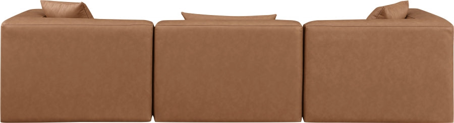 Cube Faux Leather Sofa Brown - 668Brown-S108B - Vega Furniture