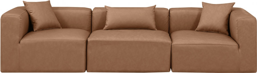 Cube Faux Leather Sofa Brown - 668Brown-S108B - Vega Furniture