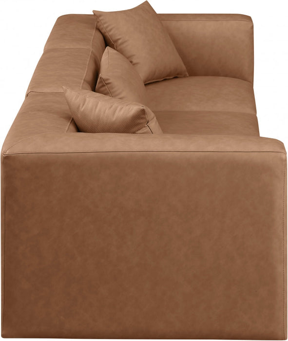 Cube Faux Leather Sofa Brown - 668Brown-S108B - Vega Furniture