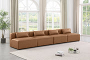 Cube Faux Leather Sofa Brown - 668Brown-S144A - Vega Furniture