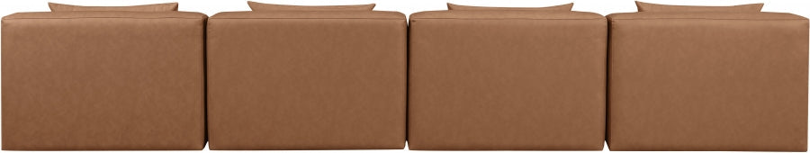 Cube Faux Leather Sofa Brown - 668Brown-S144A - Vega Furniture
