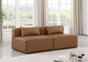 Cube Faux Leather Sofa Brown - 668Brown-S72A - Vega Furniture