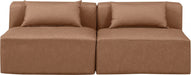 Cube Faux Leather Sofa Brown - 668Brown-S72A - Vega Furniture