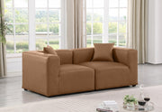 Cube Faux Leather Sofa Brown - 668Brown-S72B - Vega Furniture