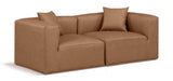 Cube Faux Leather Sofa Brown - 668Brown-S72B - Vega Furniture