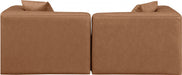 Cube Faux Leather Sofa Brown - 668Brown-S72B - Vega Furniture