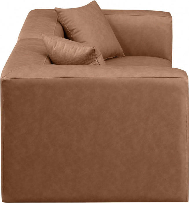 Cube Faux Leather Sofa Brown - 668Brown-S72B - Vega Furniture