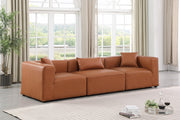 Cube Faux Leather Sofa Cognac - 668Cognac-S108B - Vega Furniture