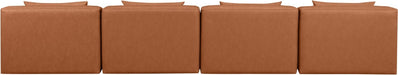 Cube Faux Leather Sofa Cognac - 668Cognac-S144A - Vega Furniture