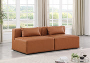 Cube Faux Leather Sofa Cognac - 668Cognac-S72A - Vega Furniture