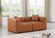 Cube Faux Leather Sofa Cognac - 668Cognac-S72B - Vega Furniture