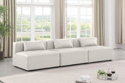 Cube Faux Leather Sofa Cream - 668Cream-S108A - Vega Furniture