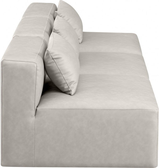 Cube Faux Leather Sofa Cream - 668Cream-S108A - Vega Furniture