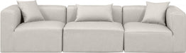 Cube Faux Leather Sofa Cream - 668Cream-S108B - Vega Furniture