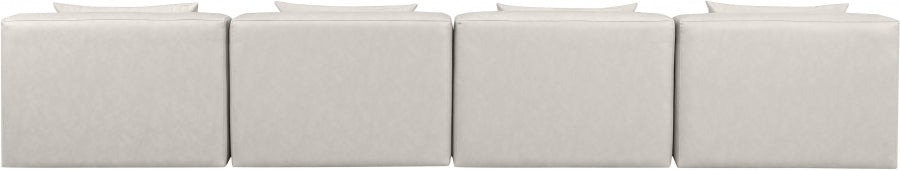 Cube Faux Leather Sofa Cream - 668Cream-S144A - Vega Furniture