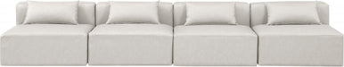 Cube Faux Leather Sofa Cream - 668Cream-S144A - Vega Furniture