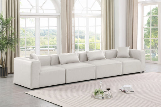 Cube Faux Leather Sofa Cream - 668Cream-S144B - Vega Furniture