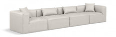Cube Faux Leather Sofa Cream - 668Cream-S144B - Vega Furniture