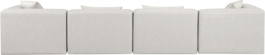 Cube Faux Leather Sofa Cream - 668Cream-S144B - Vega Furniture