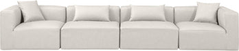 Cube Faux Leather Sofa Cream - 668Cream-S144B - Vega Furniture