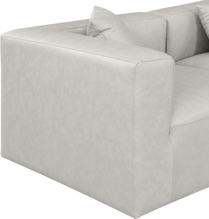 Cube Faux Leather Sofa Cream - 668Cream-S144B - Vega Furniture