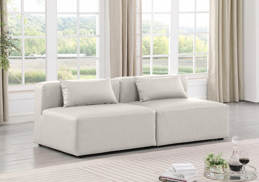 Cube Faux Leather Sofa Cream - 668Cream-S72A - Vega Furniture