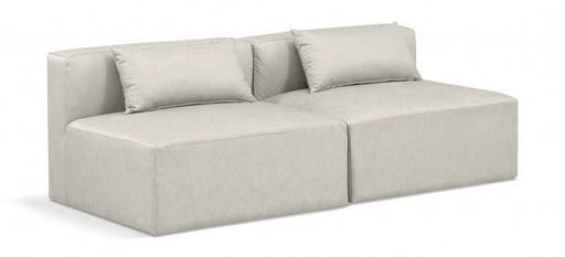 Cube Faux Leather Sofa Cream - 668Cream-S72A - Vega Furniture