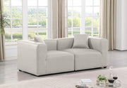 Cube Faux Leather Sofa Cream - 668Cream-S72B - Vega Furniture