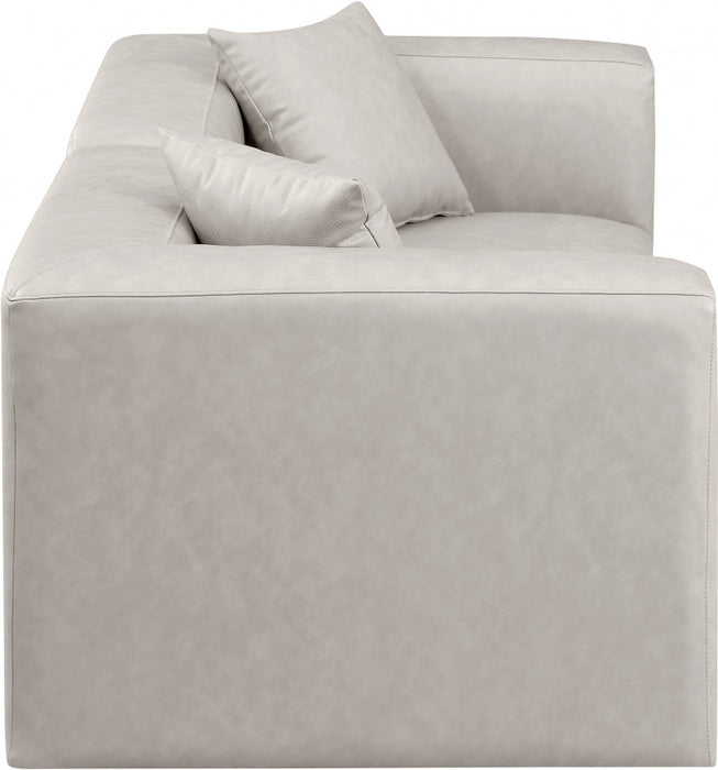 Cube Faux Leather Sofa Cream - 668Cream-S72B - Vega Furniture